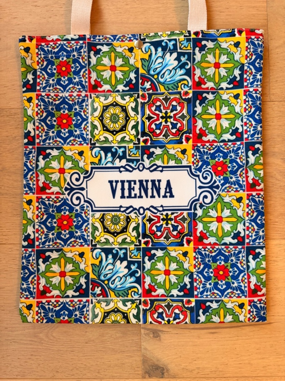 Vienna Tote Bag in Multicolor Tiles - Picture 2 of 4